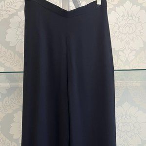 ST. JOHN EVENING Black Straight Leg Flat Front Silk Trouser/Pant